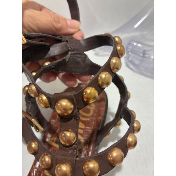 Sam Edelman Estella studded gladiator sandals brown leather ankle straps size 7 - Picture 8 of 8